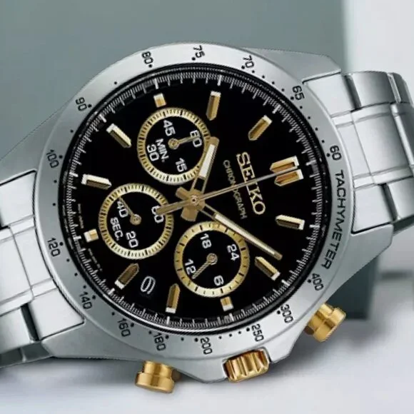 Seiko Gold Accent Chronograph Stainless Steel Men's Watch